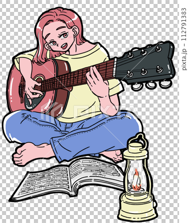 ギターを弾く女性 112791383