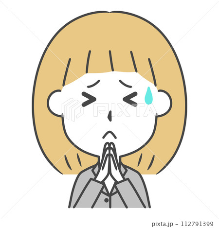 謝罪するスーツ姿の女性のイラスト 112791399