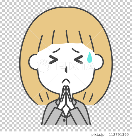 謝罪するスーツ姿の女性のイラスト 112791399