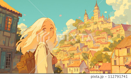 街を見ている女性 112791741