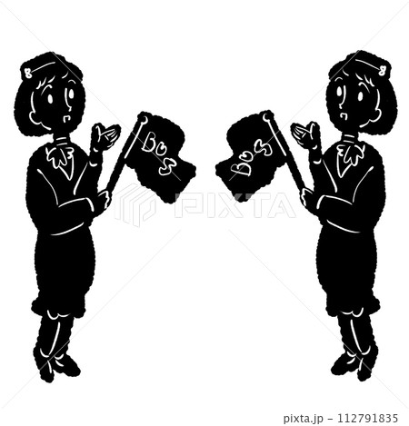 案内するバスガイドのイラスト 112791835