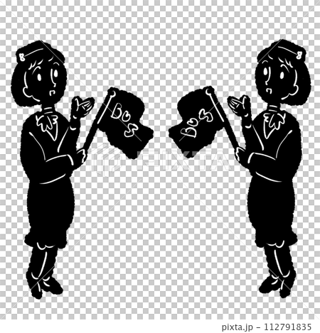 案内するバスガイドのイラスト 112791835