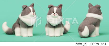 3D husky puppy set 112791841