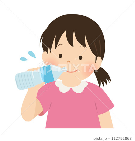 水分補給をする女の子のベクターイラスト 水分補給をする女の子のベクターイラスト 112791868