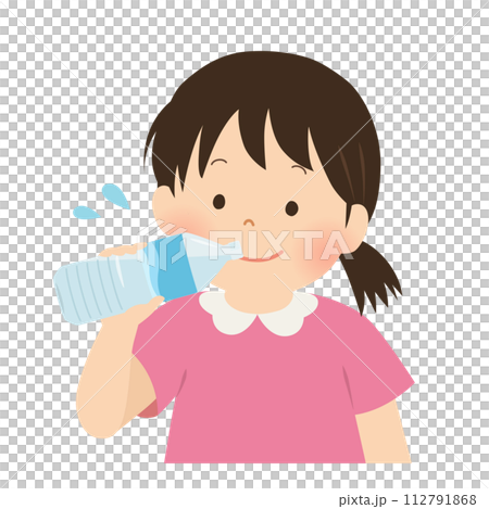 水分補給をする女の子のベクターイラスト 水分補給をする女の子のベクターイラスト 112791868