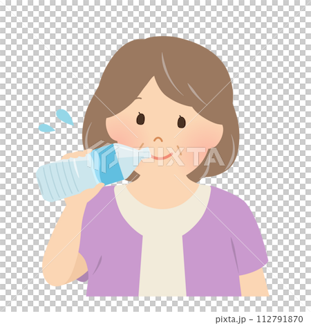 Vector illustration of a senior woman hydrating 112791870