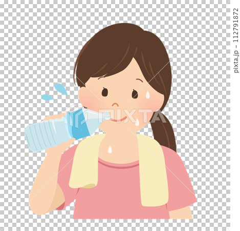 Vector illustration of a woman hydrating Vector illustration of a woman hydrating 112791872