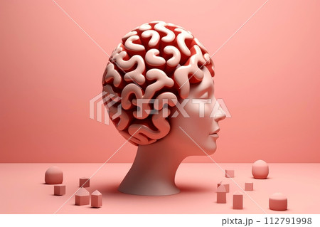 3d abstract human head,face, Psychic waves concept, Generative AI 112791998