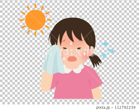 中暑向量圖的一個看起來很熱的女孩 中暑向量圖的一個看起來很熱的女孩 112792239