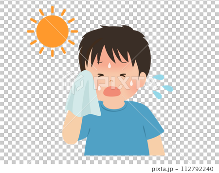 Heatstroke Vector illustration of a boy who looks hot 112792240