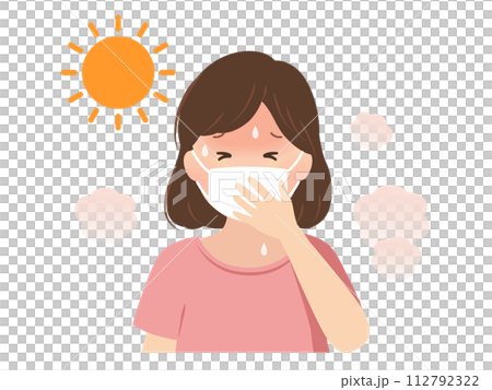 Vector illustration of a woman with mask heatstroke 112792322