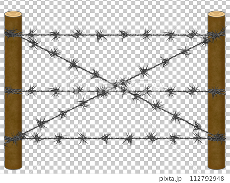 Single fence forbidding entry (barbed wire) 112792948