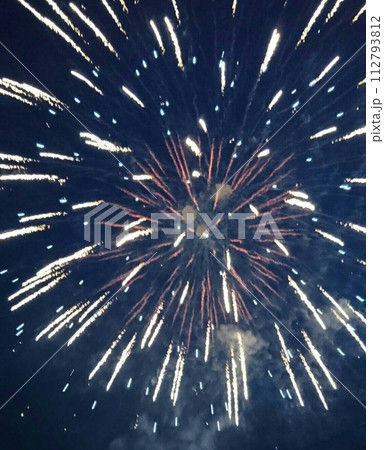 夜空に輝く大きな花火 112793812