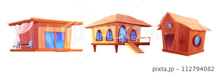 Hawaii island beach house or tropical bar vector 112794082