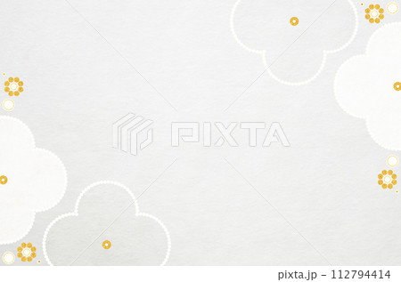 和モダンな花柄の和紙_花のイラストフレーム背景 112794414