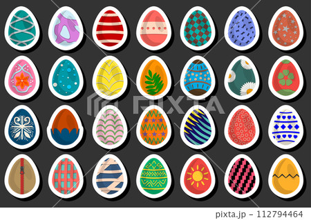 Illustration on theme celebration holiday Easter with hunt colorful bright eggs 112794464