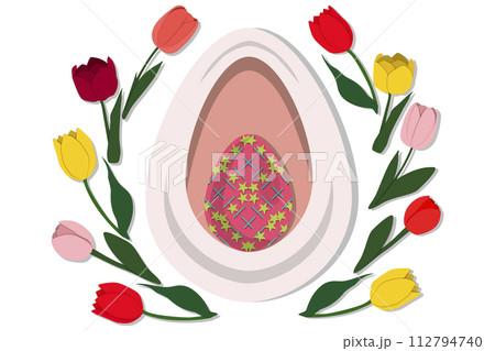 Illustration on theme celebration holiday Easter with hunt colorful bright eggs 112794740