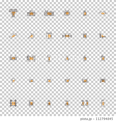 Station related outline icon illustration set orange 112794845