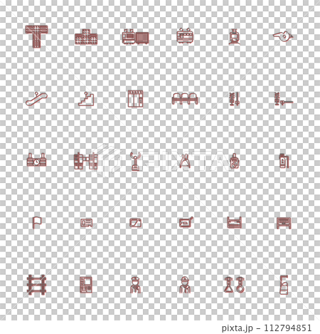 Station-related color shadow icon illustration set red 112794851