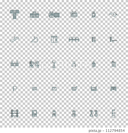 站相關顏色陰影圖示插圖集淺藍色 112794854