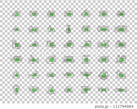 様々な乗り物のアウトラインアイコンセット　緑 112794864