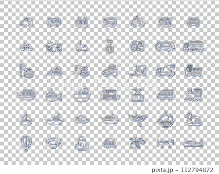 Color shadow icon set of various vehicles blue Color shadow icon set of various vehicles blue 112794872