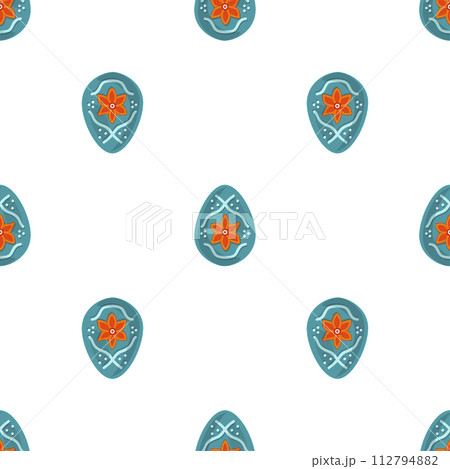 Illustration on theme seamless celebration holiday Easter with hunt colorful bright eggs Illustration on theme seamless celebration holiday Easter with hunt colorful bright eggs 112794882