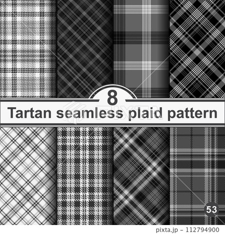 Set black and white plaid seamless pattern. Set black and white plaid seamless pattern. 112794900
