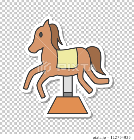 Sticker theme park related single item illustration icon set Rocking play equipment Horse Sticker theme park related single item illustration icon set Rocking play equipment Horse 112794929