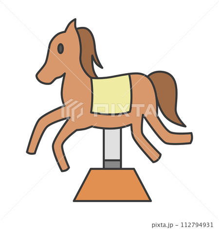 カラーテーマパーク関連単品イラストアイコンセット ロッキング遊具 馬 カラーテーマパーク関連単品イラストアイコンセット ロッキング遊具 馬 112794931