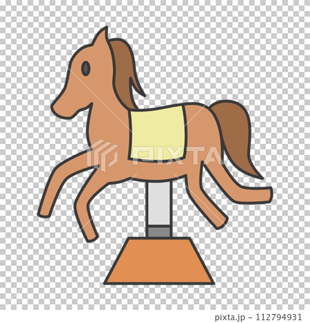 カラーテーマパーク関連単品イラストアイコンセット ロッキング遊具 馬 カラーテーマパーク関連単品イラストアイコンセット ロッキング遊具 馬 112794931