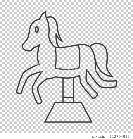 線描主題樂園相關單項插圖圖示集搖擺遊樂設備馬 112794932