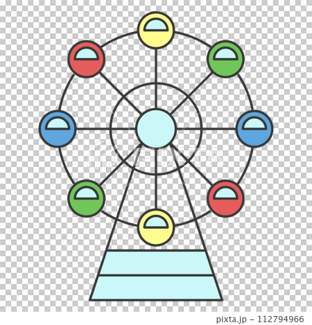 カラーテーマパーク関連単品イラストアイコンセット　観覧車 112794966