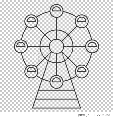 Line drawing theme park related single illustration icon set Ferris wheel Line drawing theme park related single illustration icon set Ferris wheel 112794968