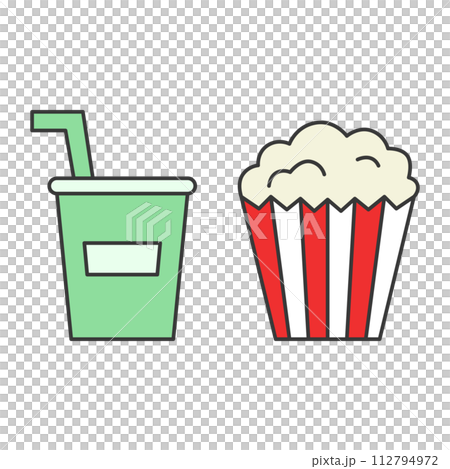 カラーテーマパーク関連単品イラストアイコンセット　ジャンクフード 112794972
