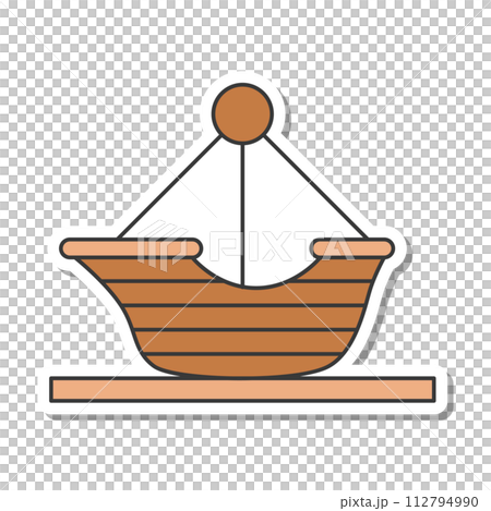 Sticker theme park related single illustration icon set Viking 112794990