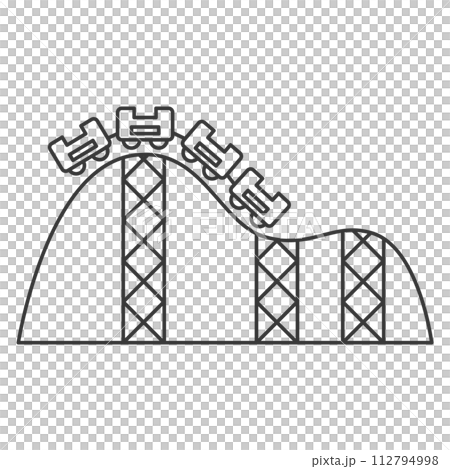 線画テーマパーク関連単品イラストアイコンセット　ジェットコースター 112794998