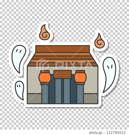 Sticker theme park related single illustration icon set haunted house Sticker theme park related single illustration icon set haunted house 112795012