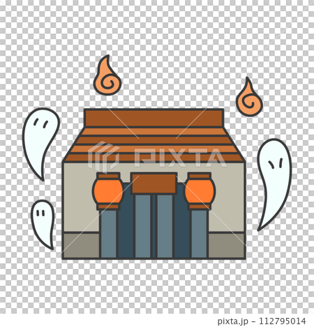 Color related single illustration icon set Haunted house 112795014