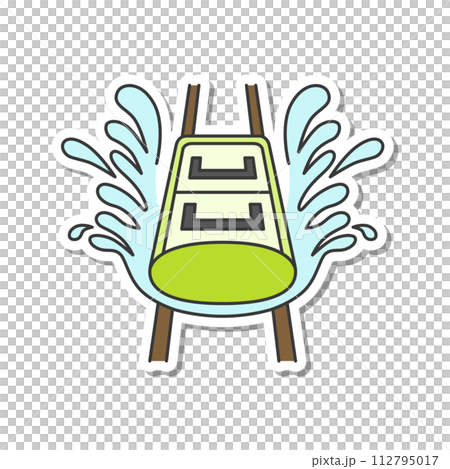 Sticker theme park related single item illustration icon set water slider 112795017