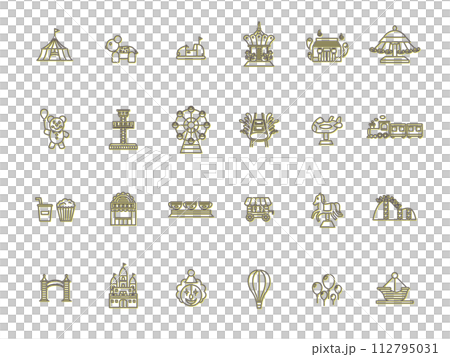 Color shadow theme park related illustration icon set yellow Color shadow theme park related illustration icon set yellow 112795031
