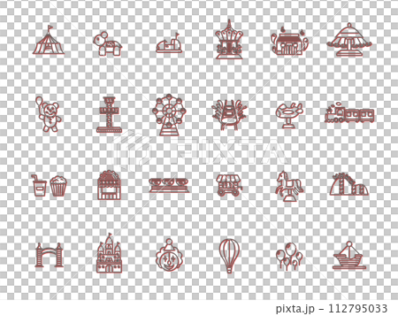 Color shadow theme park related illustration icon set red 112795033