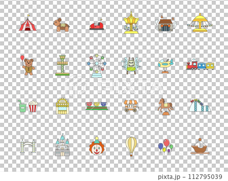 Color theme park related illustration icon set 112795039