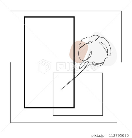 Single continuous line drawing of whole soft and fluffy cotton flower for farming logo identity. Modern one line draw design graphic vector illustration. 112795050