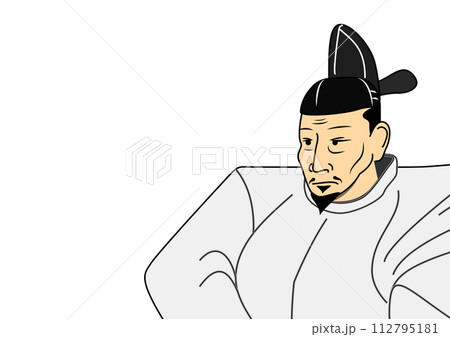 聚楽第にて豊臣秀吉が名言を言うフレーム背景。 戦国時代のカリスマからありがたいお言葉。 112795181