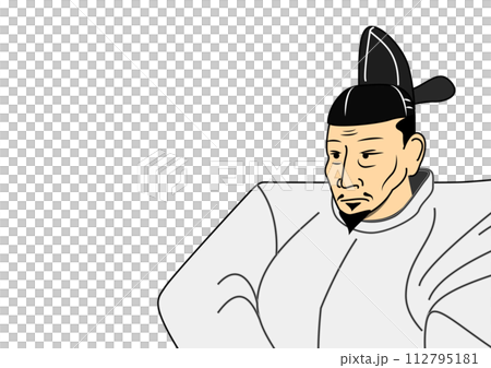 聚楽第にて豊臣秀吉が名言を言うフレーム背景。 戦国時代のカリスマからありがたいお言葉。 112795181