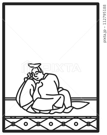 シンプル線画百人一首 猿丸大夫 シンプル線画百人一首 猿丸大夫 112795188