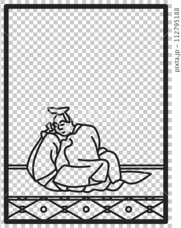 シンプル線画百人一首 猿丸大夫 シンプル線画百人一首 猿丸大夫 112795188