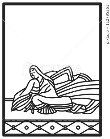 シンプル線画百人一首 伊勢大輔 シンプル線画百人一首 伊勢大輔 112795261