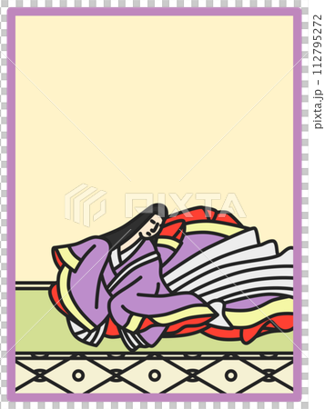 シンプルカラー百人一首　紫式部 112795272